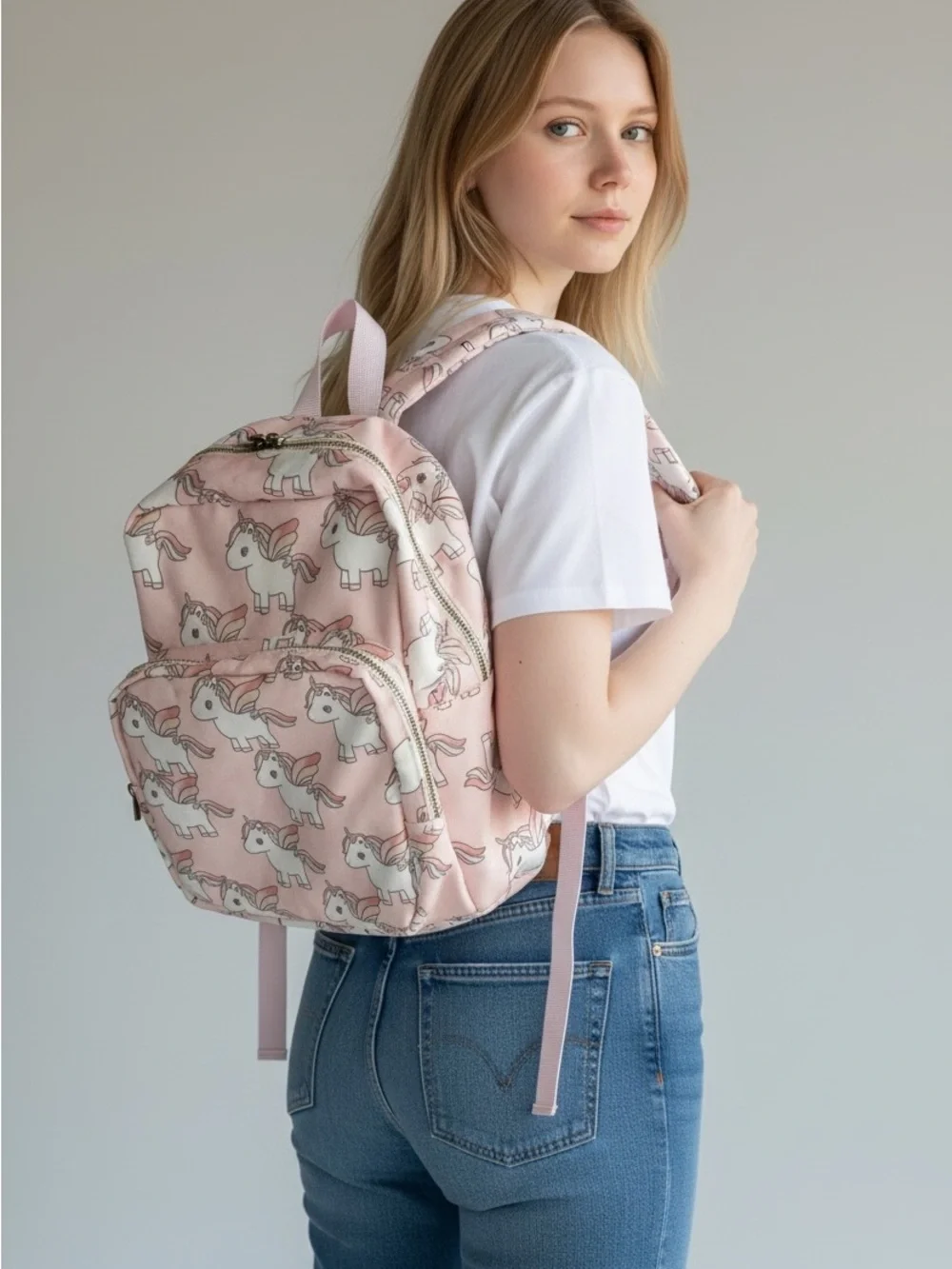 Huxbaby Pink Unicorn Print Kids Backpack